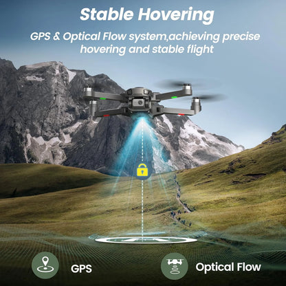 Drones with Camera for Adults 4K,  WF30 GPS Foldable Drone for Beginners, Auto Return Home, Brushless Motor, 5G Transmission, 2 Batteries, Black