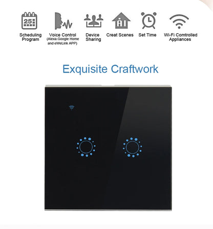 Smart Home Automation Wifi Switch 2 Gang Ewelink App Control for Smart Home System Smart Touch Switch 220V EU/UK Standard