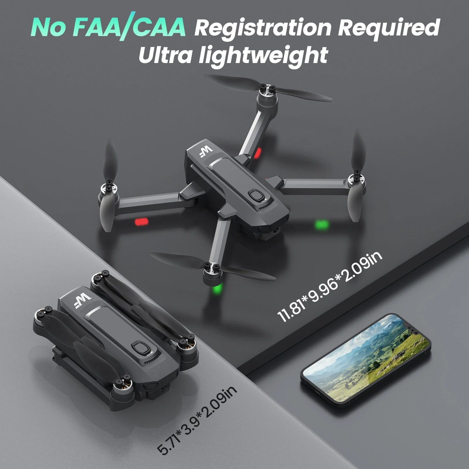 Drones with Camera for Adults 4K,  WF30 GPS Foldable Drone for Beginners, Auto Return Home, Brushless Motor, 5G Transmission, 2 Batteries, Black