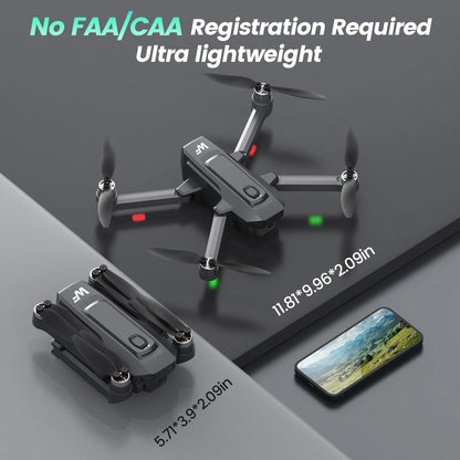 Drones with Camera for Adults 4K,  WF30 GPS Foldable Drone for Beginners, Auto Return Home, Brushless Motor, 5G Transmission, 2 Batteries, Black