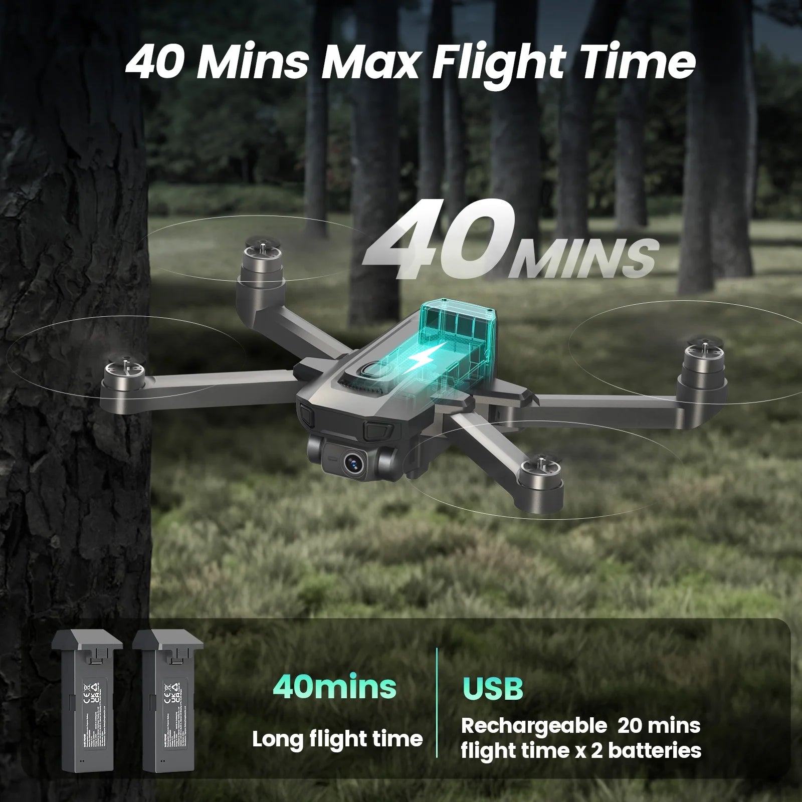 Drones with Camera for Adults 4K,  WF30 GPS Foldable Drone for Beginners, Auto Return Home, Brushless Motor, 5G Transmission, 2 Batteries, Black