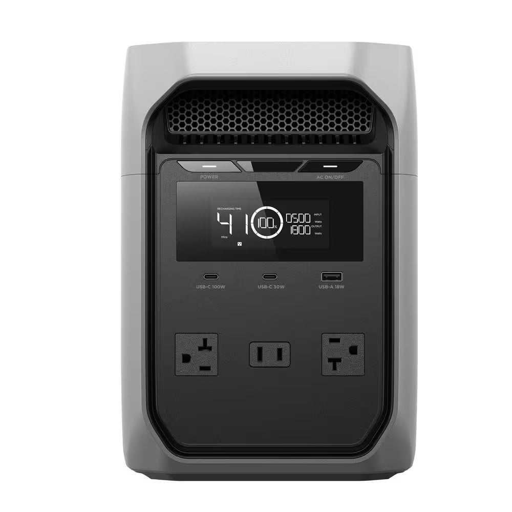 1800-Watt DELTA 3 Classic, 1024Wh LFP Portable Power Station, Home Backup, Camping, Push-Button Start Battery Generator
