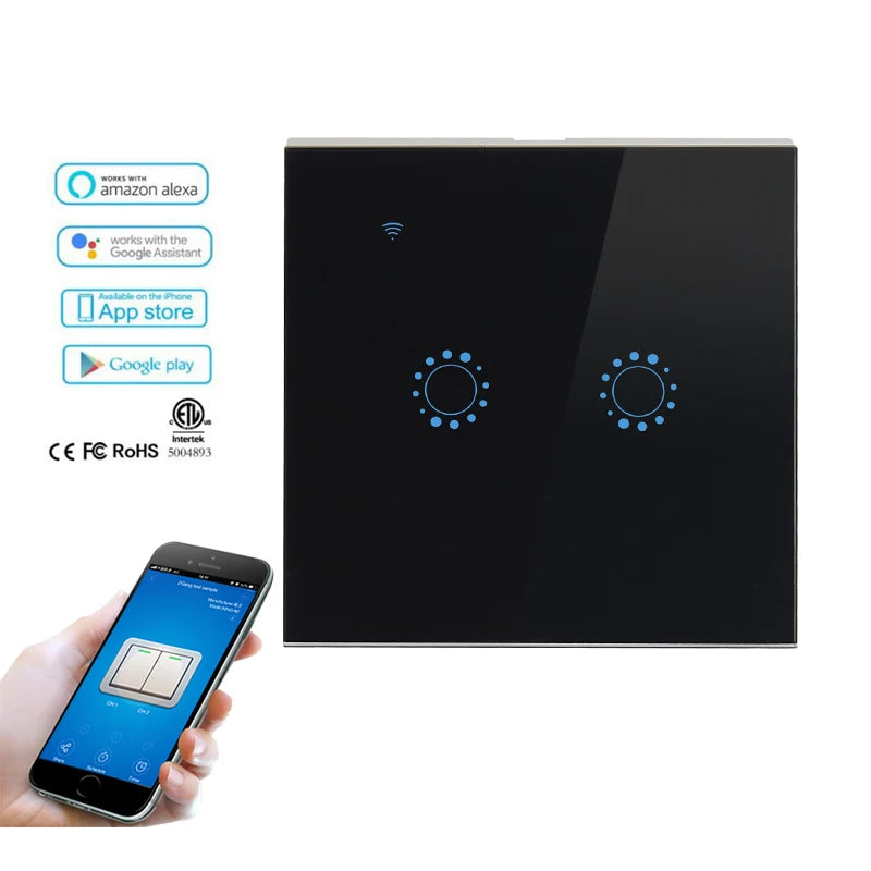 Smart Home Automation Wifi Switch 2 Gang Ewelink App Control for Smart Home System Smart Touch Switch 220V EU/UK Standard