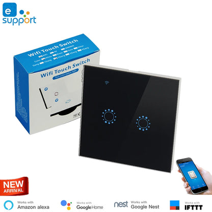 Smart Home Automation Wifi Switch 2 Gang Ewelink App Control for Smart Home System Smart Touch Switch 220V EU/UK Standard