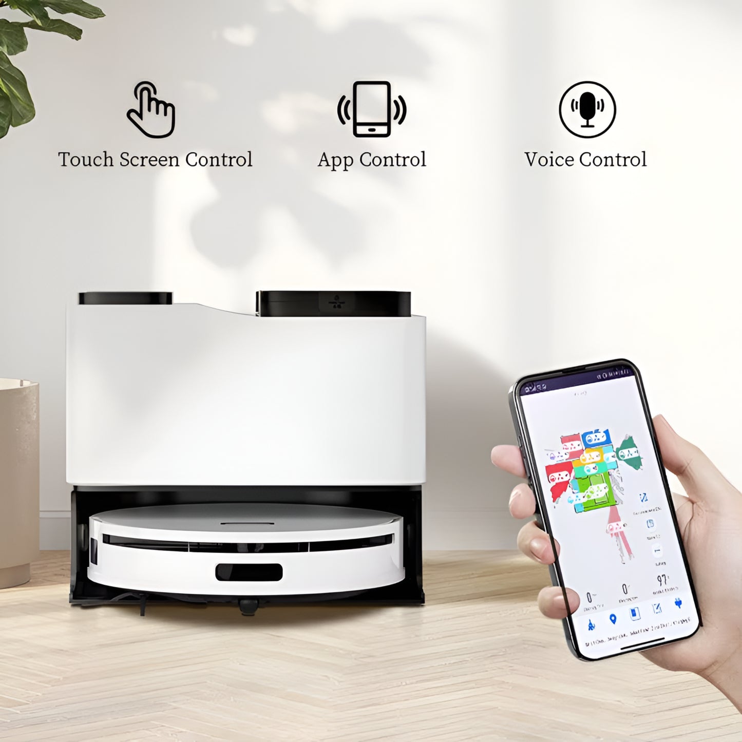 Robot Aspiradora Tuya Floor Cleaning Robot 5000Pa Rotary Smart Robot Vacuum Cleaner with Self-Emptying Dustbin Mopping Function
